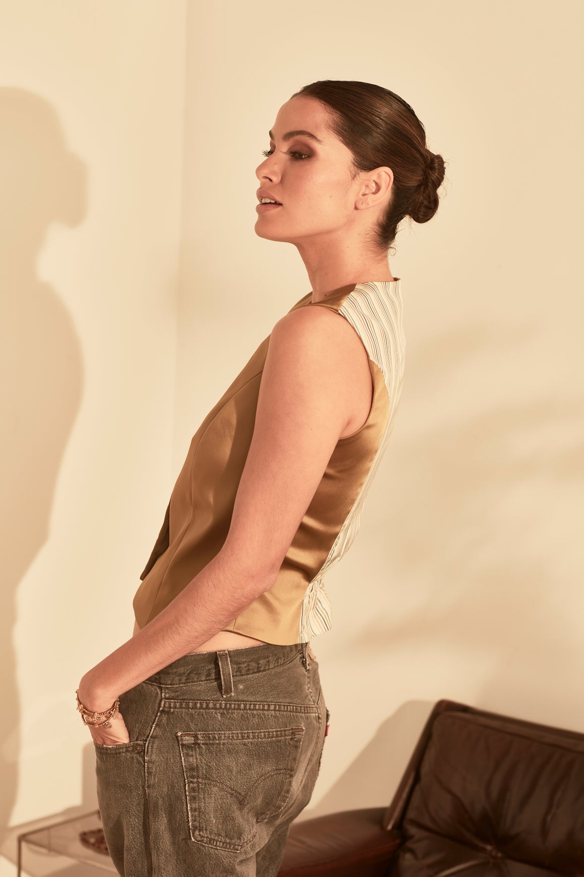 ALADDIN SATIN VEST - CHARTREUSE | Hideseekers